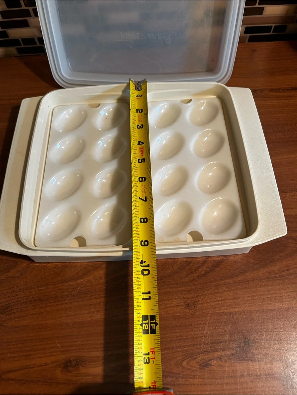 Vintage Tupperware Deviled Egg Carrier with Removable Trays - Tan/Clear